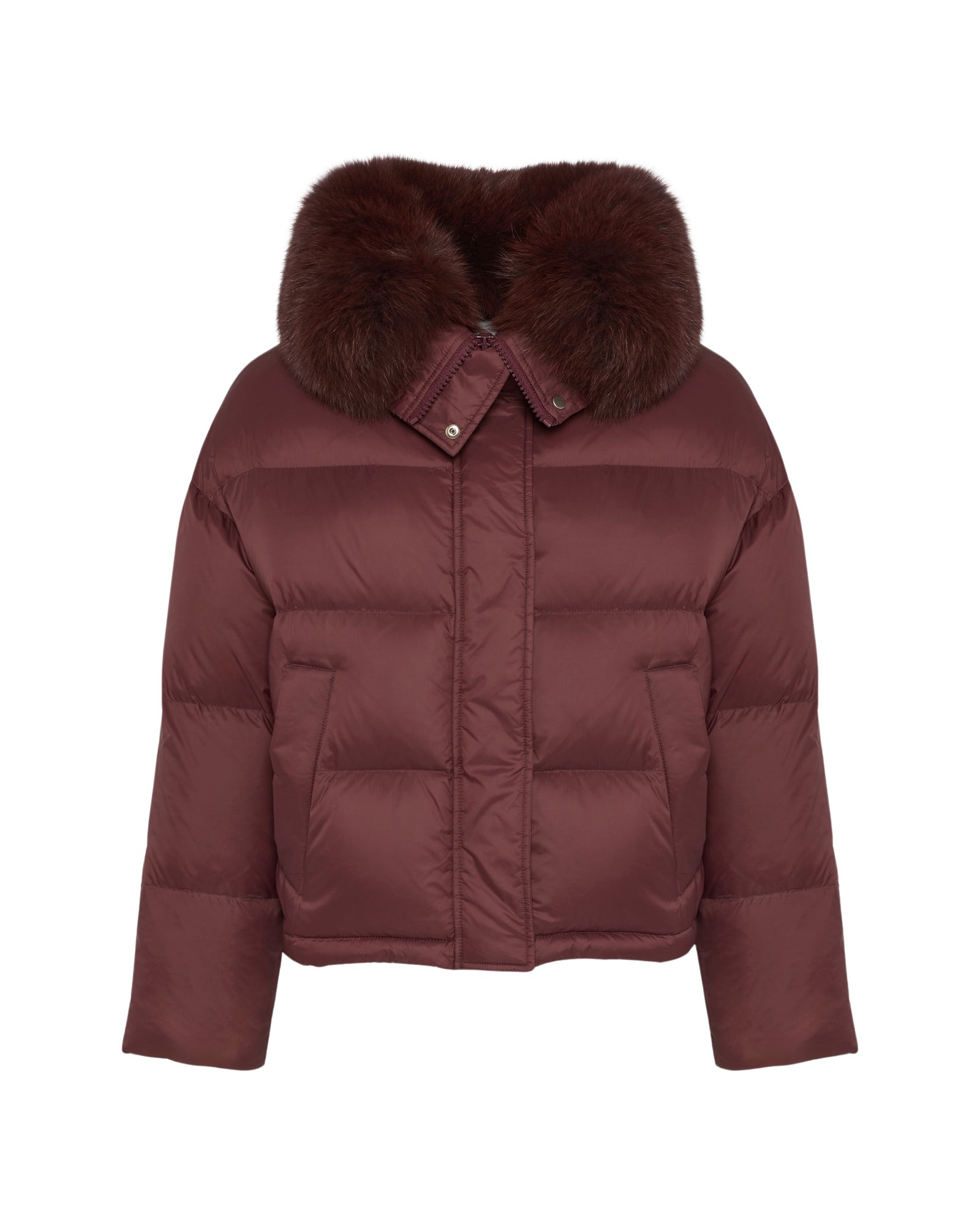 Yves Salomon Short down jacket with fox trim