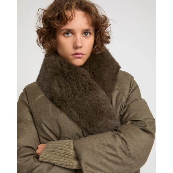 Woman wearing Yves Salomon shearling fur coat – luxury outerwear at Luxury Shoes 