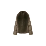 Woman wearing Yves Salomon shearling fur coat – luxury outerwear at Luxury Shoes 
