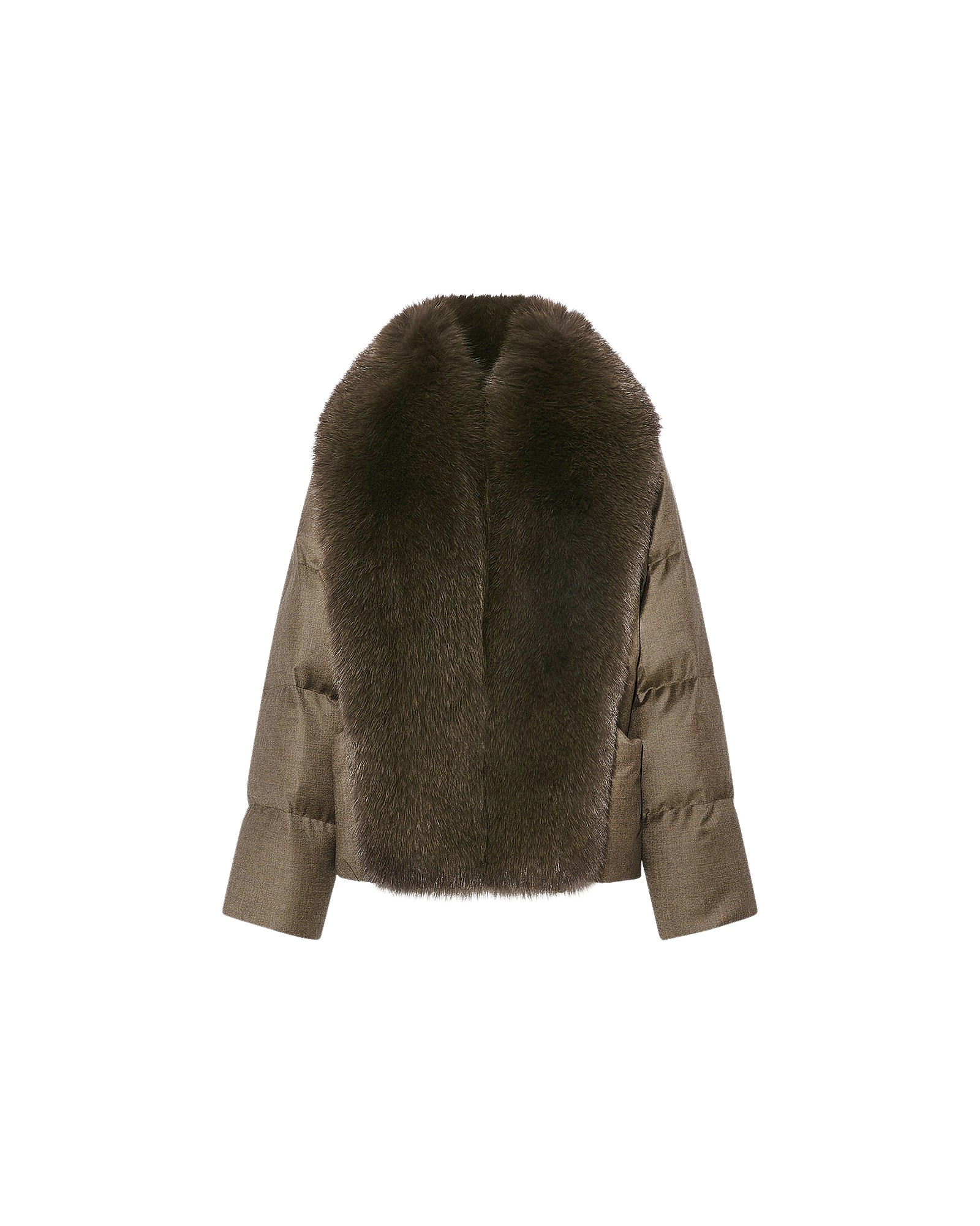 Yves Salomon Short down jacket with large detachable fox fur collar