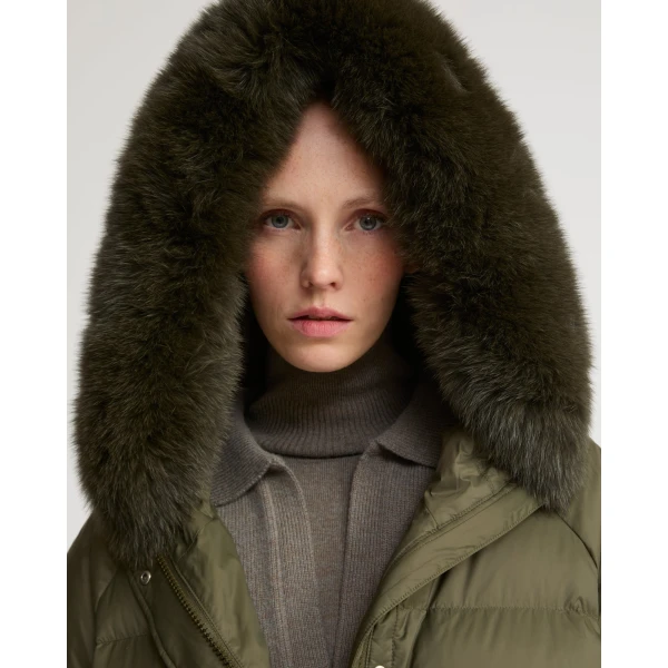 Woman wearing Yves Salomon shearling fur coat – luxury outerwear at Luxury Shoes 
