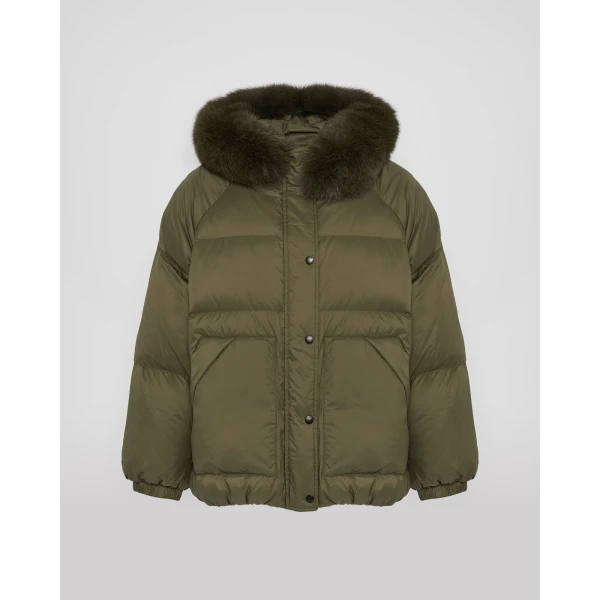 Woman wearing Yves Salomon shearling fur coat – luxury outerwear at Luxury Shoes 