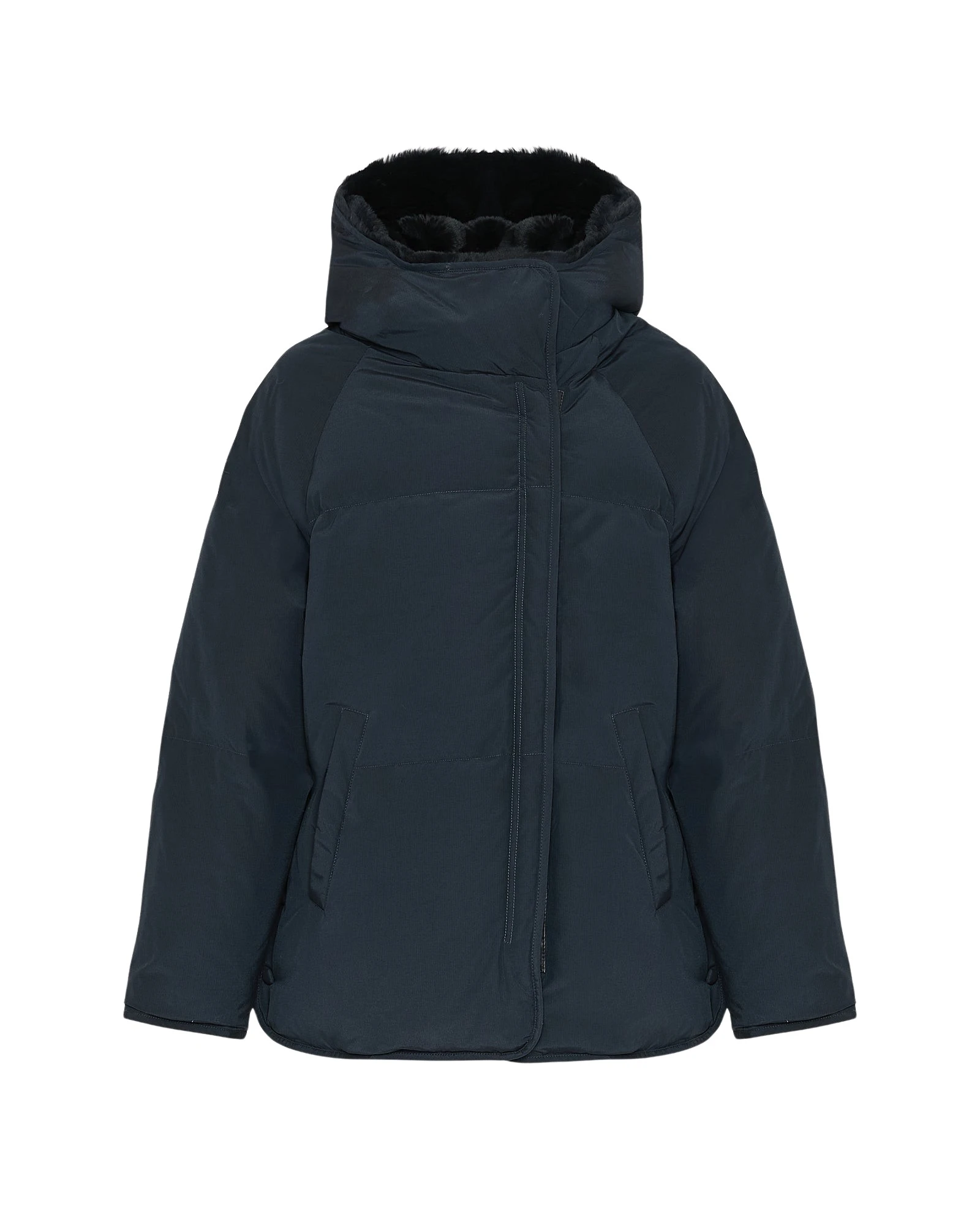 Yves-Salomon-Short-down-jacket-with-rex-rabbit-fur-trim38479_nobg Woman wearing Yves Salomon shearling fur coat – luxury outerwear at Luxury Shoes