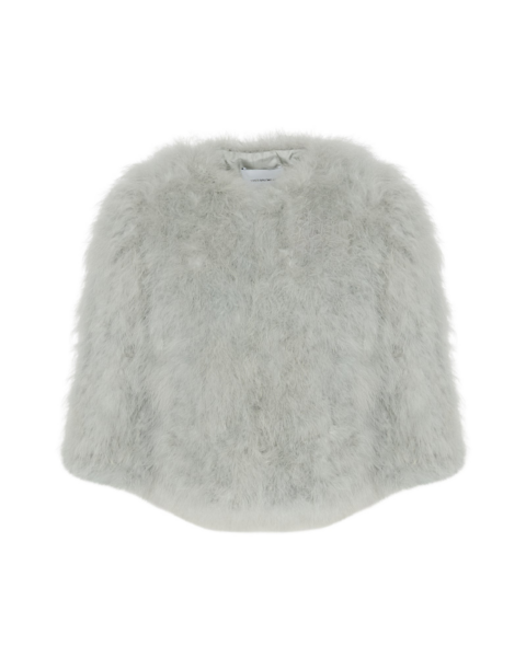 Woman wearing Yves Salomon shearling fur coat – luxury outerwear at Luxury Shoes 