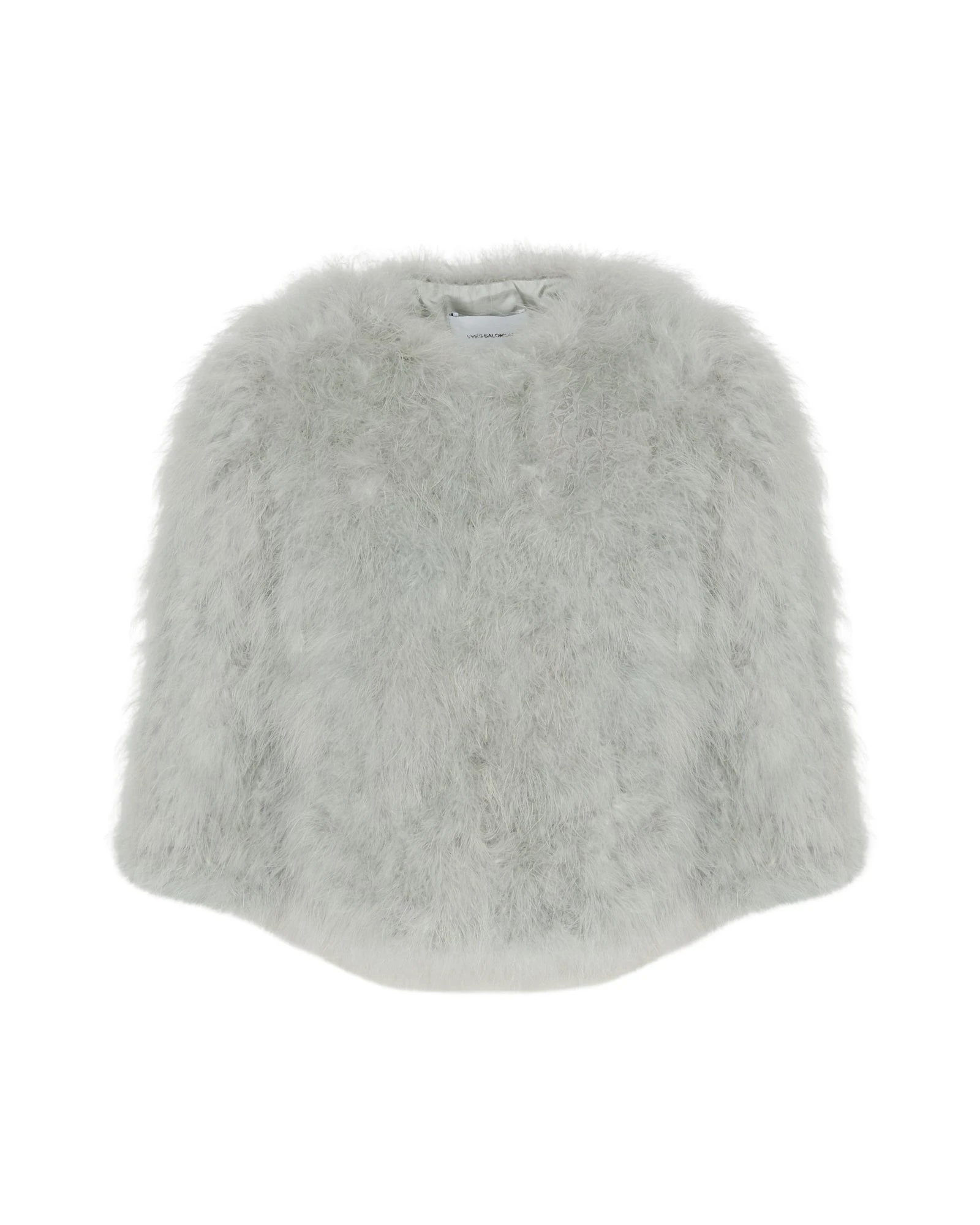 Yves-Salomon-Short-feather-jacket-587222_nobg Woman wearing Yves Salomon shearling fur coat – luxury outerwear at Luxury Shoes