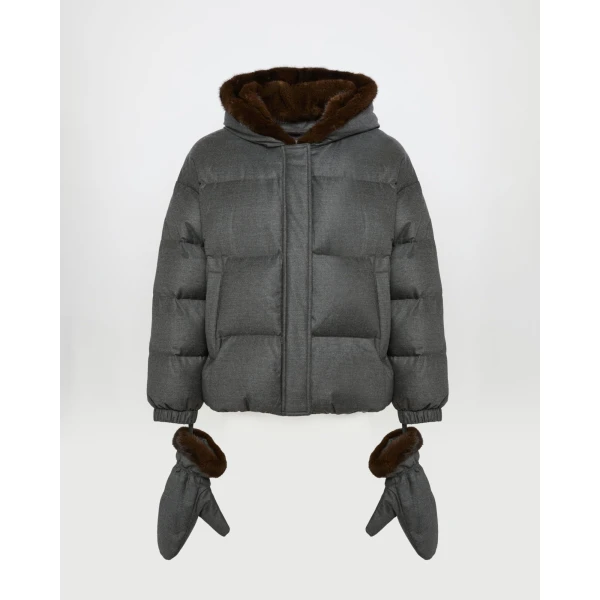 Woman wearing Yves Salomon shearling fur coat – luxury outerwear at Luxury Shoes 