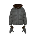 Woman wearing Yves Salomon shearling fur coat – luxury outerwear at Luxury Shoes 