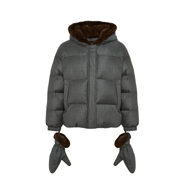 Woman wearing Yves Salomon shearling fur coat – luxury outerwear at Luxury Shoes 