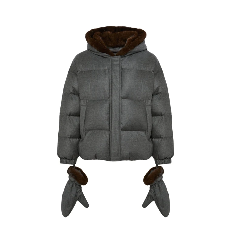 Woman wearing Yves Salomon shearling fur coat – luxury outerwear at Luxury Shoes 