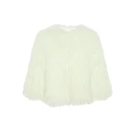 Woman wearing Yves Salomon shearling fur coat – luxury outerwear at Luxury Shoes 