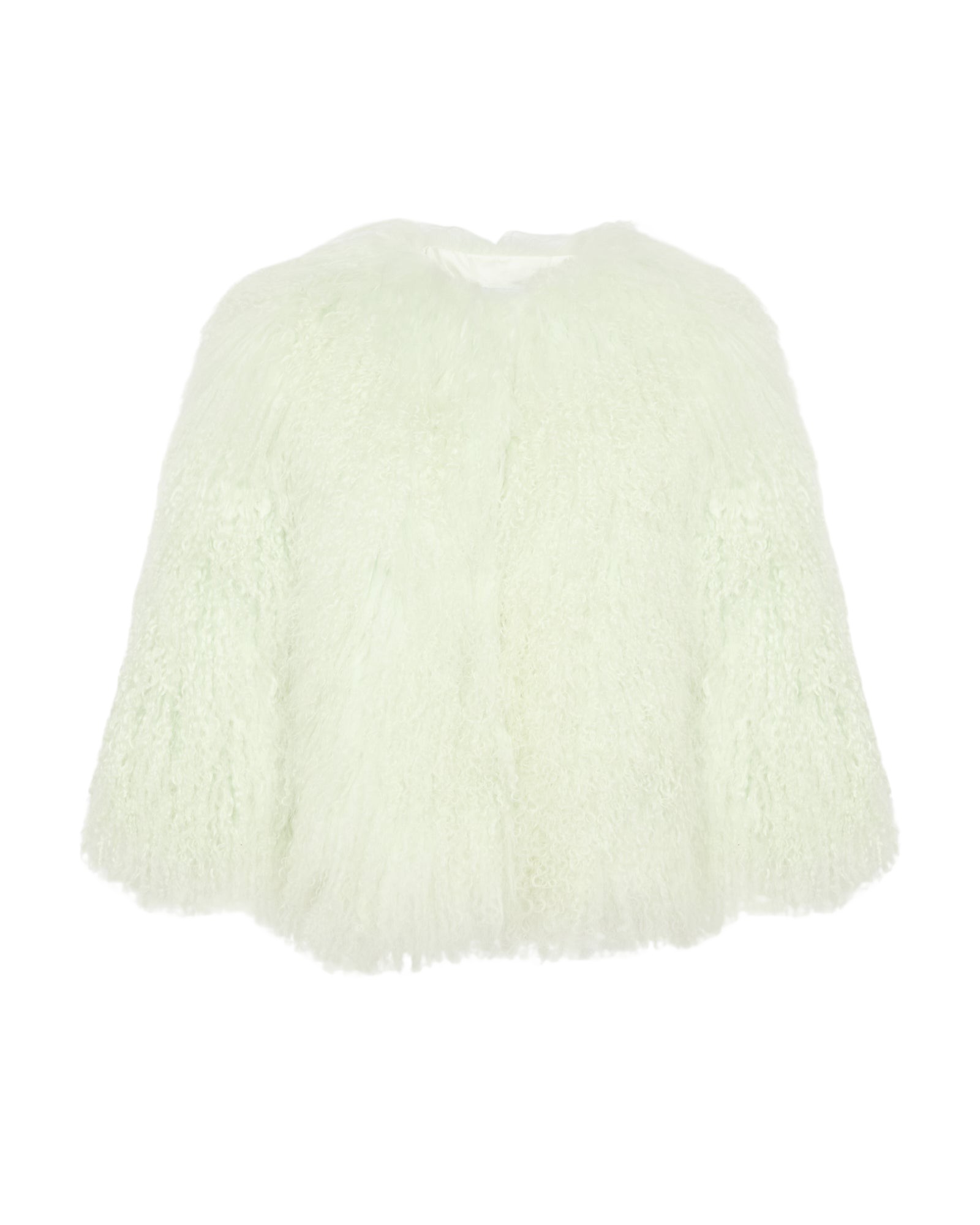 Woman wearing Yves Salomon shearling fur coat – luxury outerwear at Luxury Shoes 
