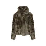Woman wearing Yves Salomon shearling fur coat – luxury outerwear at Luxury Shoes 