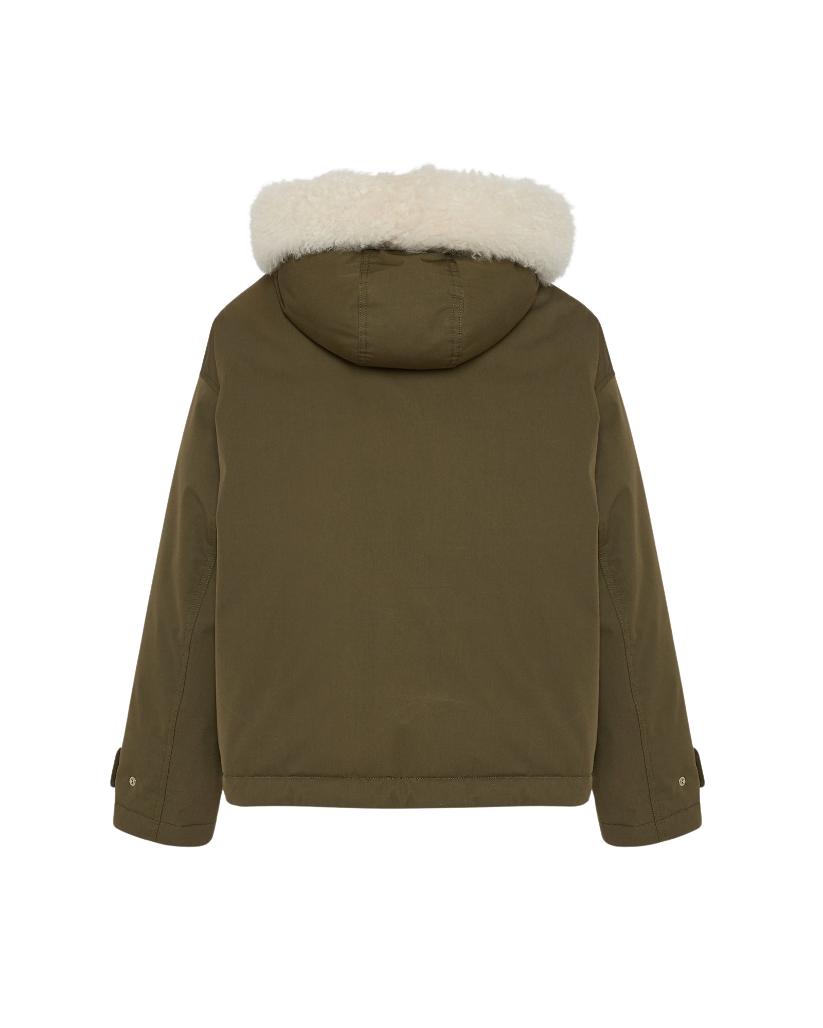 Yves Salomon Short parka in cotton blend and lambskin shearling