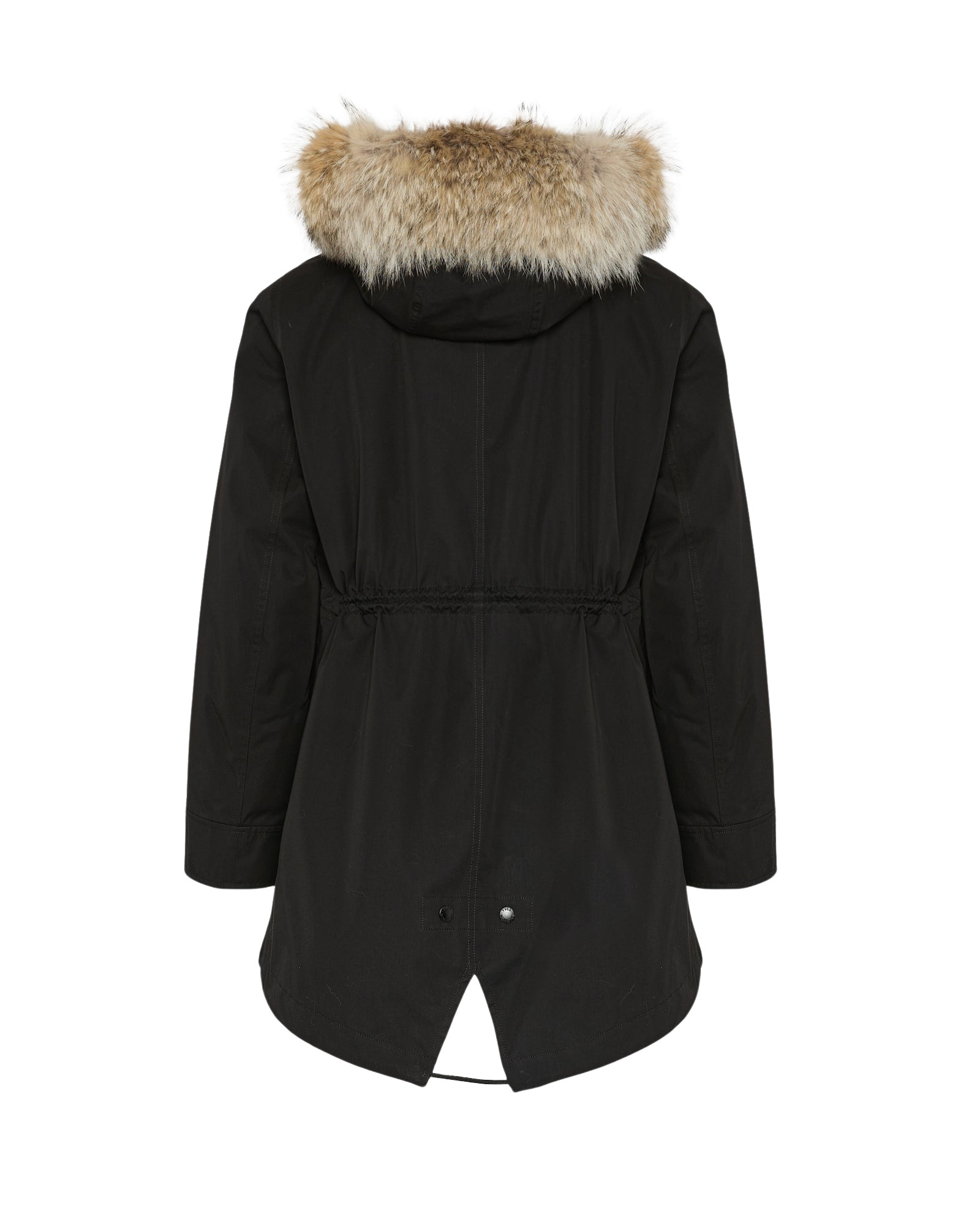 Yves Salomon Short parka in technical fabric, rabbit and coyote fur