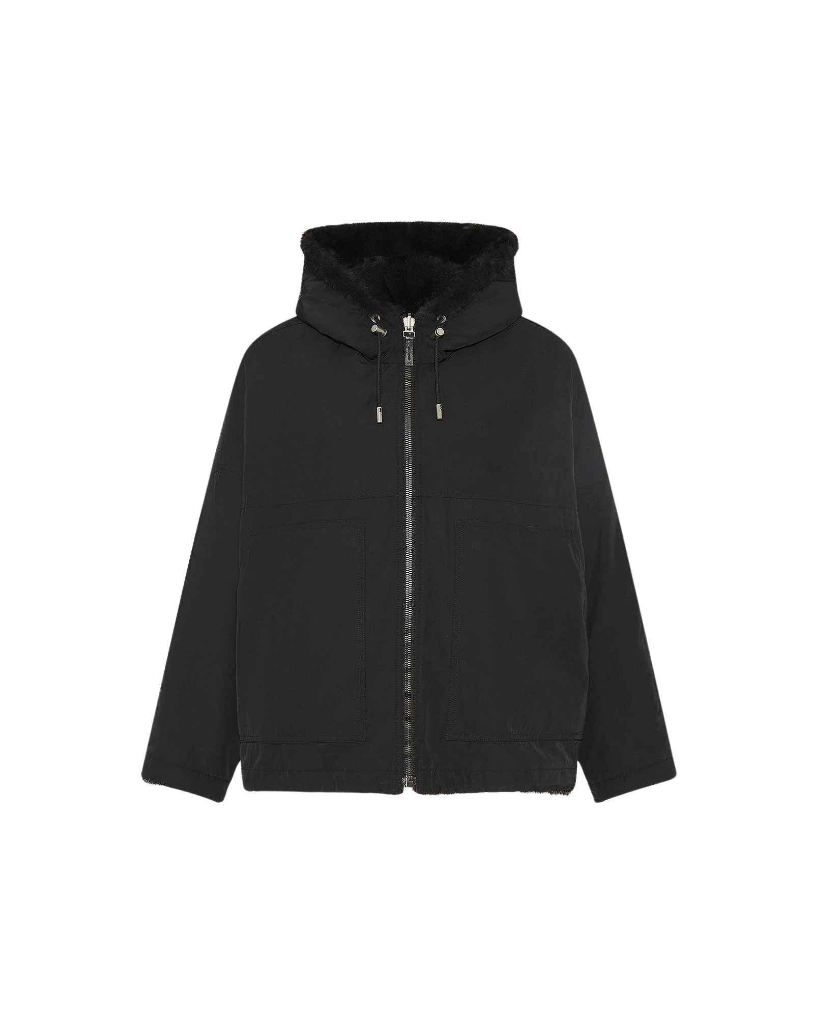 Yves-Salomon-Short-reversible-parka-in-water-repellent-technical-fabric-and-long-haired-mink79295_nobg Woman wearing Yves Salomon shearling fur coat – luxury outerwear at Luxury Shoes