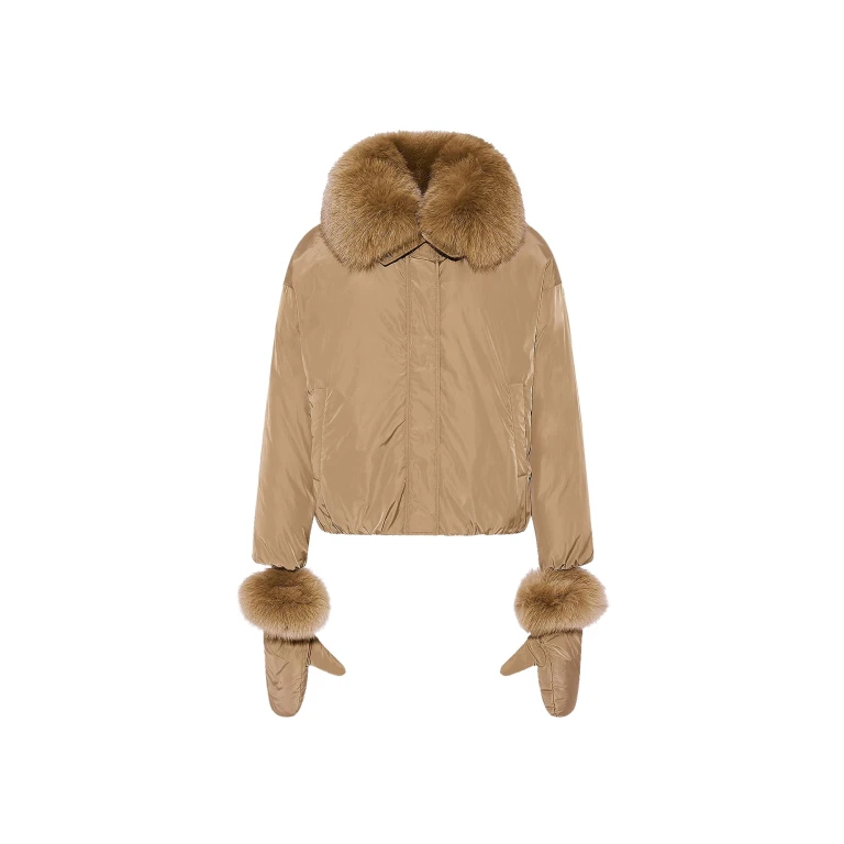 Woman wearing Yves Salomon shearling fur coat – luxury outerwear at Luxury Shoes 