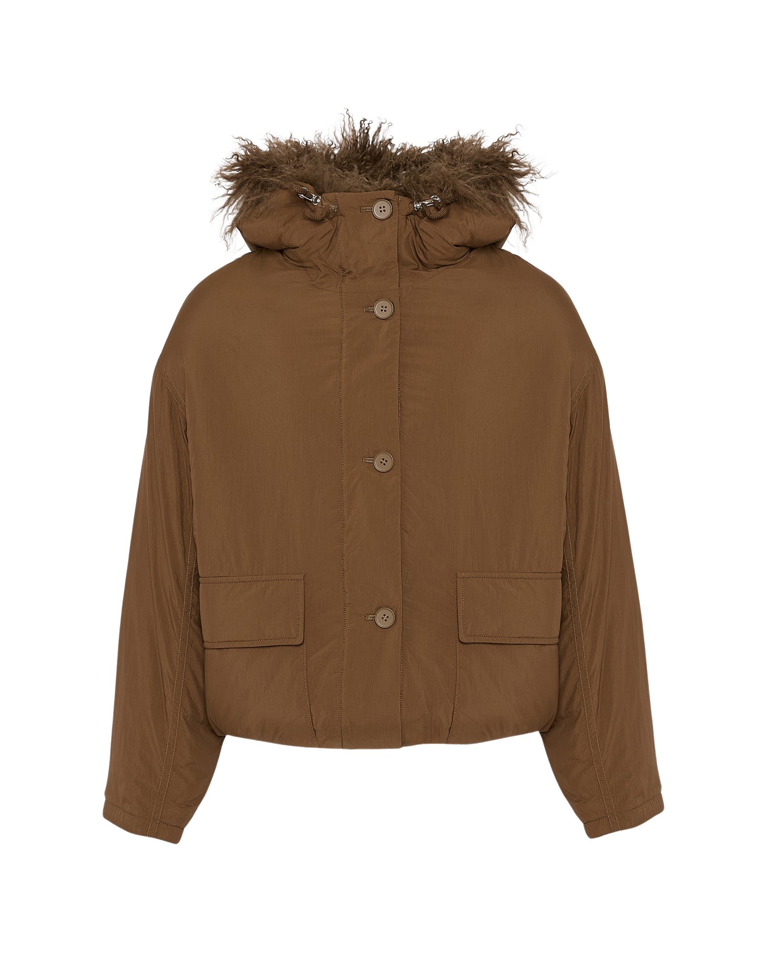 Yves-Salomon-Short-ultra-light-down-jacket-with-curly-lambskin-trim-573876_nobg Woman wearing Yves Salomon shearling fur coat – luxury outerwear at Luxury Shoes