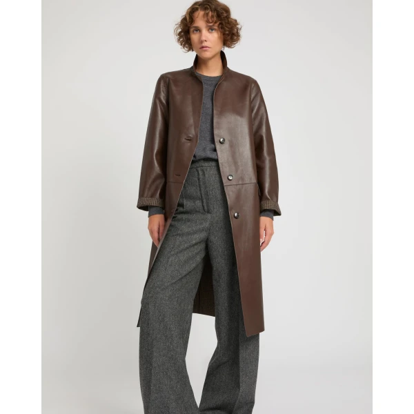Woman wearing Yves Salomon shearling fur coat – luxury outerwear at Luxury Shoes 
