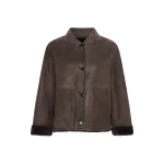 Woman wearing Yves Salomon shearling fur coat – luxury outerwear at Luxury Shoes 