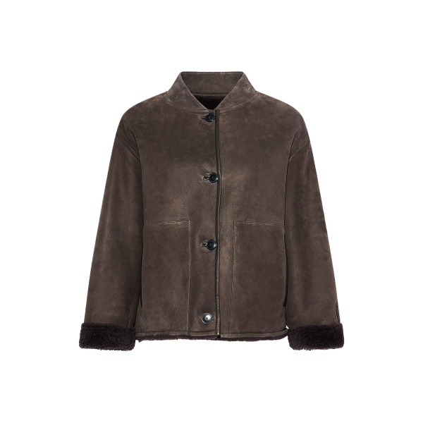 Woman wearing Yves Salomon shearling fur coat – luxury outerwear at Luxury Shoes 