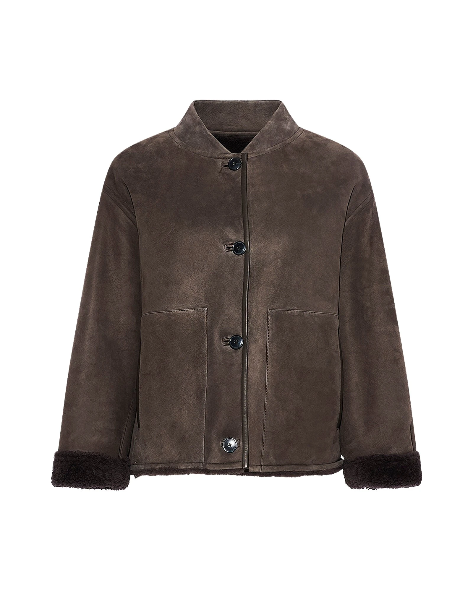 Yves-Salomon-Suede-Merino-lambskin-varsity-jacket81328_nobg Woman wearing Yves Salomon shearling fur coat – luxury outerwear at Luxury Shoes