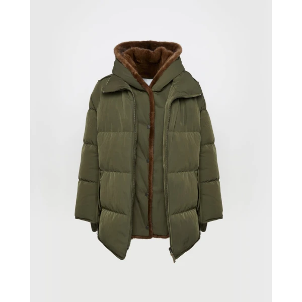 Woman wearing Yves Salomon shearling fur coat – luxury outerwear at Luxury Shoes 