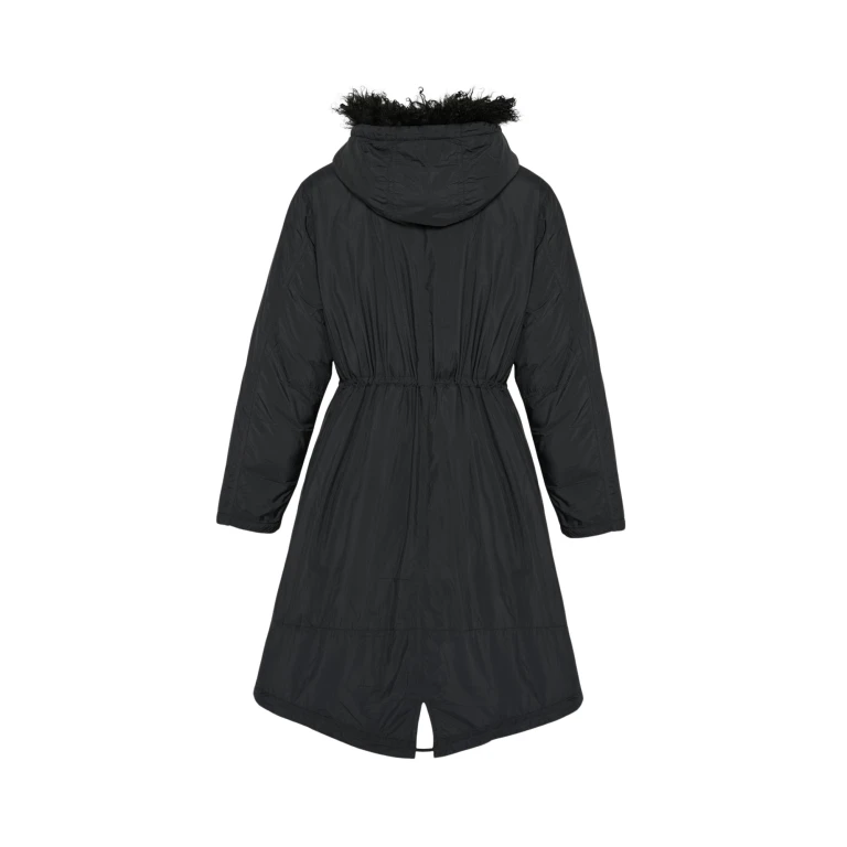 Woman wearing Yves Salomon shearling fur coat – luxury outerwear at Luxury Shoes 