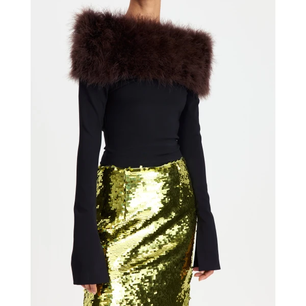Elevate your elegance in this 16Arlington  from the luxury feather dress edit