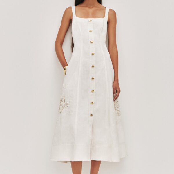 Aje Halo Embroidered Midi Dress, view 2
