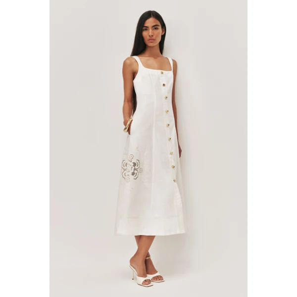 Halo Embroidered Midi Dress