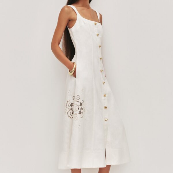 Aje Halo Embroidered Midi Dress, view 6