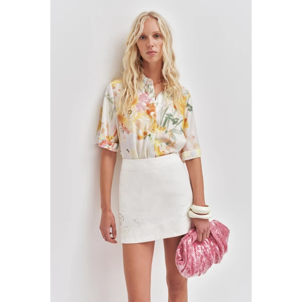 Halo Embroidered Mini Skirt