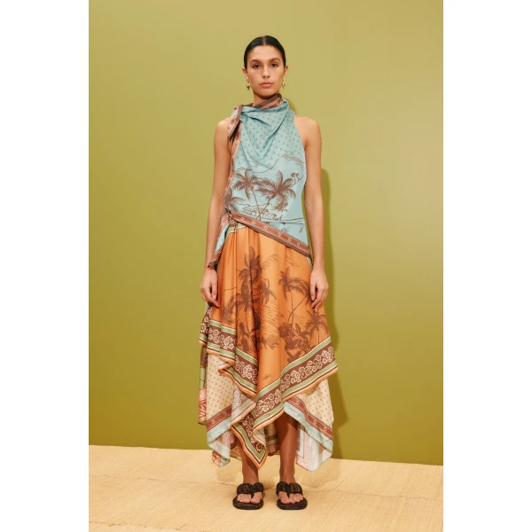 Alemais Alberta Scarf Midi Dress  Sustainable Dresses with Alemais print -  Luxury Handbags Australian Designer