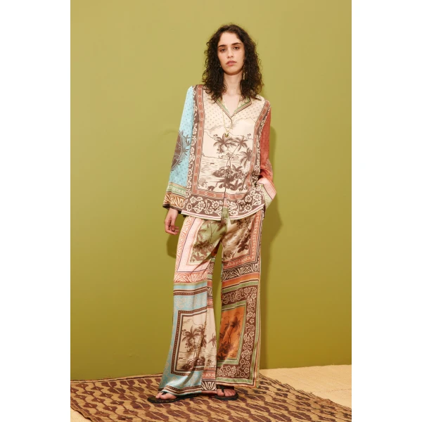 Alemais Alberta Silk Shirt  Sustainable Tops with Alemais print -  Luxury Handbags Australian Designer