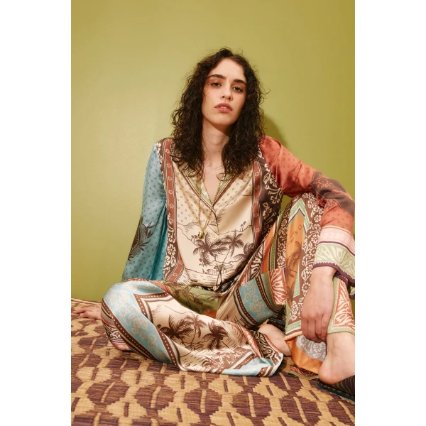 Alemais Alberta Silk Shirt  Sustainable Tops with Alemais print -  Luxury Handbags Australian Designer