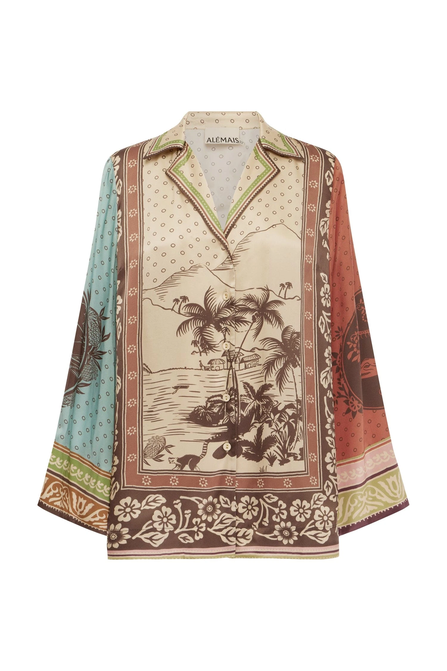 Alberta Silk Shirt by Alemais - Tops Alemais Alberta Silk Shirt Sustainable Tops with Alemais print - Luxury Handbags Australian Designer