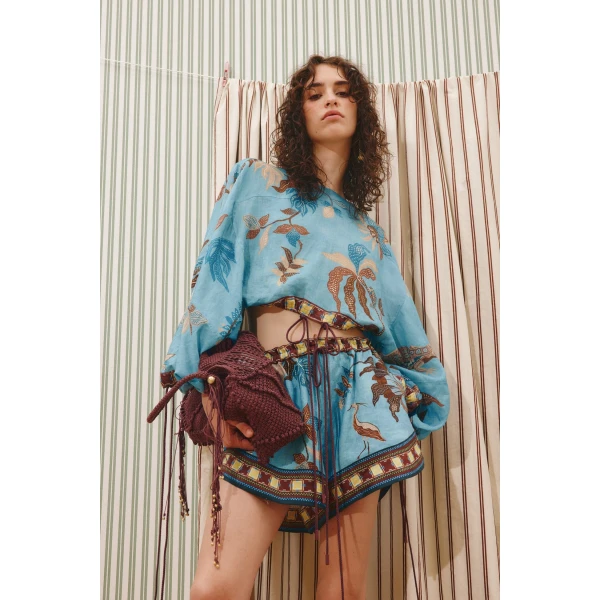 Alemais Georgie Top  Sustainable Tops with Alemais print -  Luxury Handbags Australian Designer