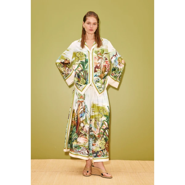 Alemais Jungle Boogie Silk Culotte  Sustainable Pants with Alemais print -  Luxury Handbags Australian Designer