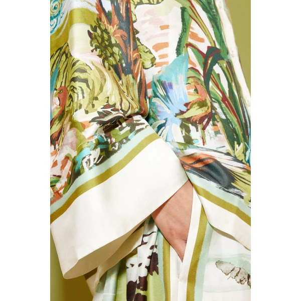 Alemais Jungle Boogie Silk Shirt  Sustainable Tops with Alemais print -  Luxury Handbags Australian Designer