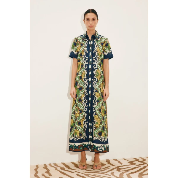 Alemais Liana Shirtdress  Sustainable Dresses with Alemais print -  Luxury Handbags Australian Designer