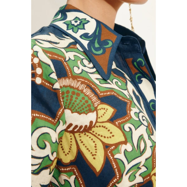 Alemais Liana Shirtdress  Sustainable Dresses with Alemais print -  Luxury Handbags Australian Designer