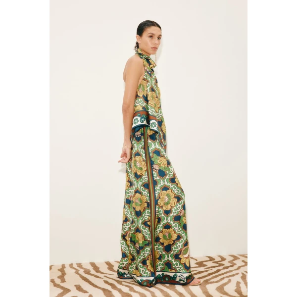 Alemais Liana Silk Palazzo Pant  Sustainable Pants with Alemais print -  Luxury Handbags Australian Designer