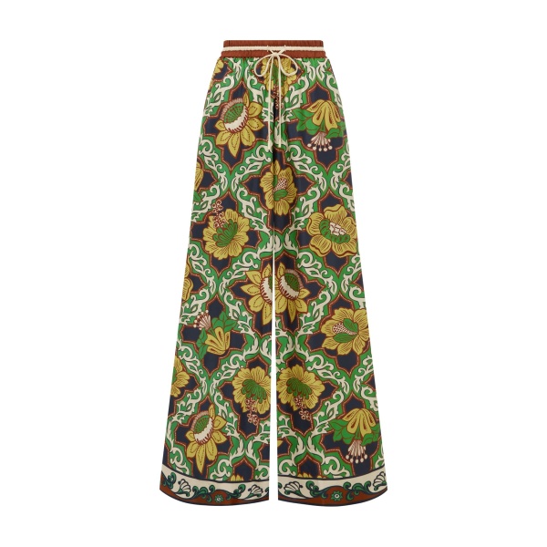 Alemais Liana Silk Palazzo Pant  Sustainable Pants with Alemais print -  Luxury Handbags Australian Designer