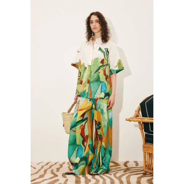 Alemais Mokshini Pant  Sustainable Pants with Alemais print -  Luxury Handbags Australian Designer