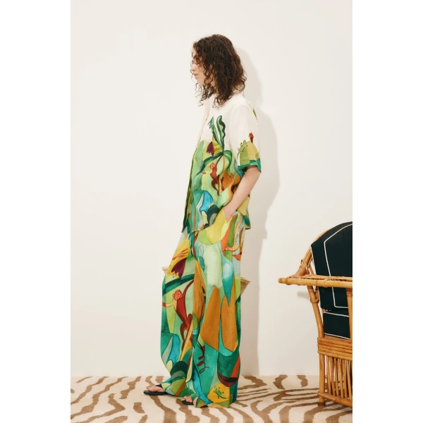 Alemais Mokshini Pant  Sustainable Pants with Alemais print -  Luxury Handbags Australian Designer