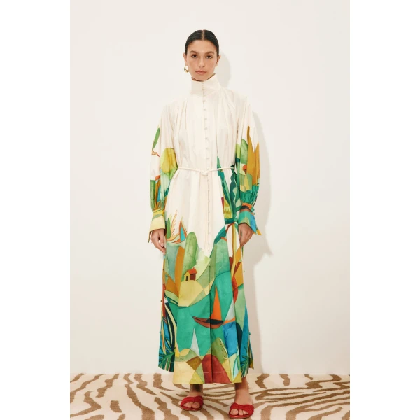 Alemais Mokshini Shirtdress  Sustainable Dresses with Alemais print -  Luxury Handbags Australian Designer