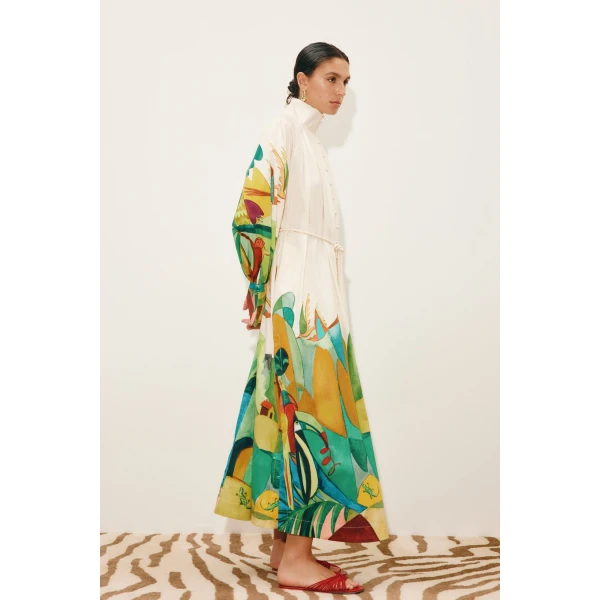 Alemais Mokshini Shirtdress  Sustainable Dresses with Alemais print -  Luxury Handbags Australian Designer