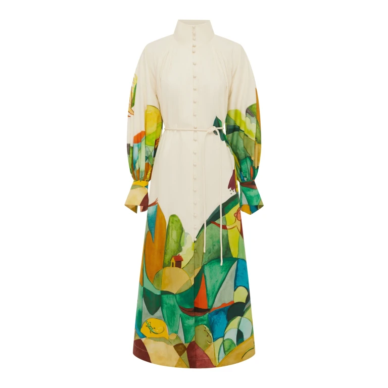 Alemais Mokshini Shirtdress  Sustainable Dresses with Alemais print -  Luxury Handbags Australian Designer
