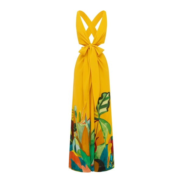 Alemais Mokshini Silk Cut Out Midi Dress  Sustainable Dresses with Alemais print -  Luxury Handbags Australian Designer