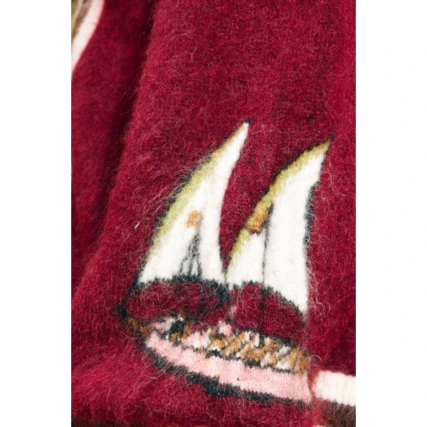 Alemais Mokshini Zip Up Cardigan  Sustainable Knitwear with Alemais print -  Luxury Handbags Australian Designer
